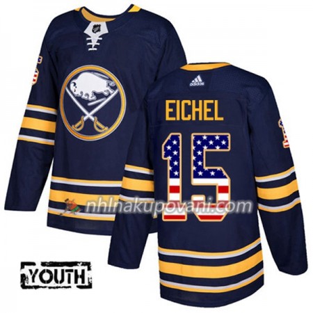 Buffalo Sabres Dresy Jack Eichel 15 2017-2018 USA Flag Fashion Modrá Adidas Authentic - Dětské